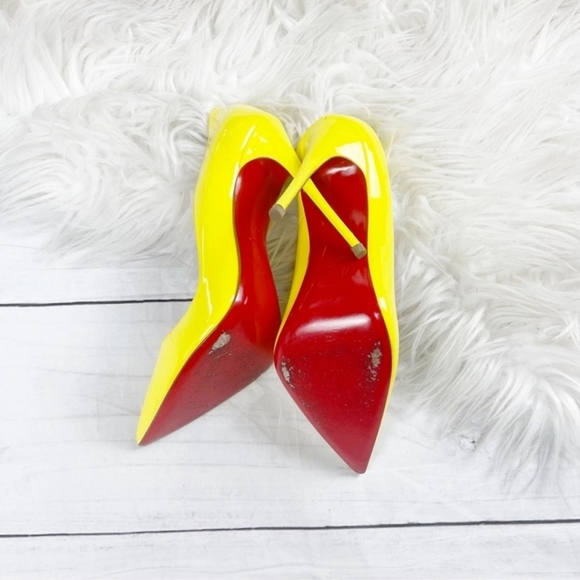 Christian Louboutin Women's Patent Yellow So Kate 120 Pumps Pointed Toe Size 36 - Picture 13 of 14